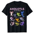 Axolotl Shirt Kawaii Axolotls of The World Axolotl Animals T-Shirt Types of Mexican Walking Fish Kawaii Artwork Tee Cartoon Tops. 