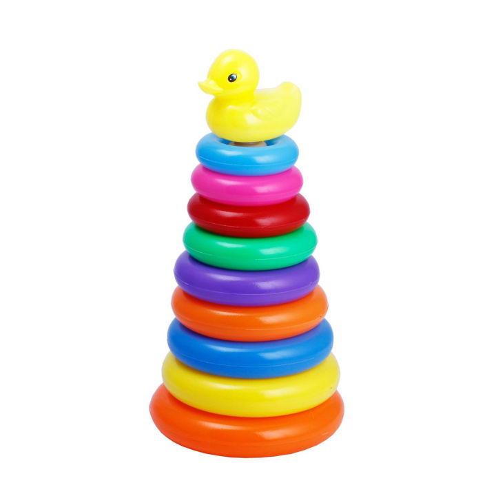 Rainbow Colour Pyramid Ring Puzzle Toy for early Learning Baby