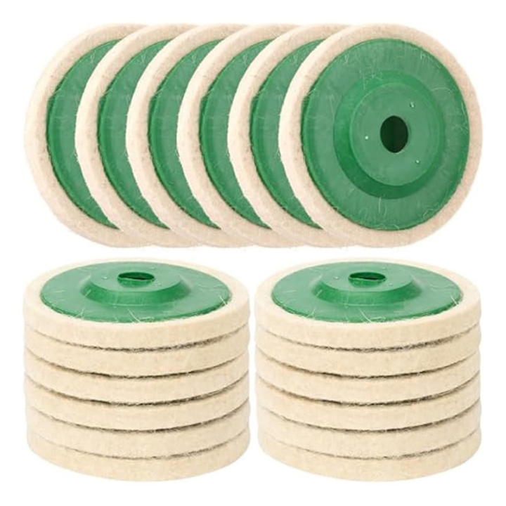 18 Pack Wool Felt Disc Wheel for 100 Angle Grinder, Buffing Polishing Buffer Bore Dia Green
