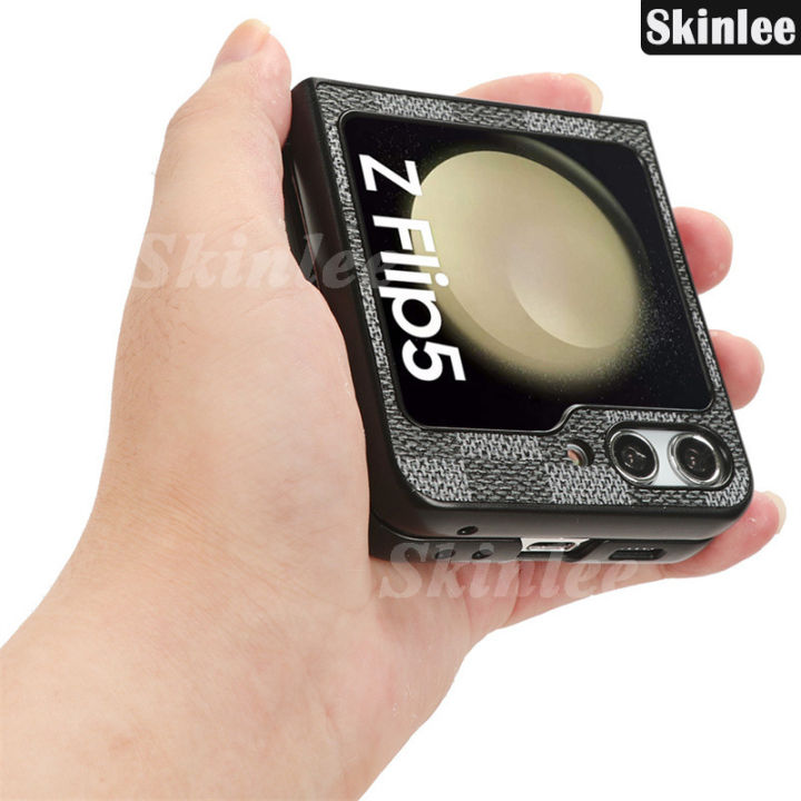 Phone%20case%20For%20Samsung%20Galaxy%20Z%20Flip5%20Back%20cover%20Canvas%20Plaid%20Cowhide%20Texture%20Design%20for%20For%20Samsung%20ZFlip%205%20Cover%20cases%20-%20Image%203