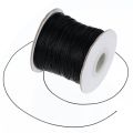 Premium Quality - 1 mm black -colored waxed thread bidding leather string for bracelet necklace jewelry (black) - Sustainable Option. 