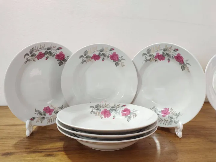 6%20Pcs%20Ceramic%20Flower%20Print%20Dinner%20Plate%20Set%209"Inch%20,%20Deep%20Rice%20Dinner%20Plate,%20White%20Color%20Wikth%20print.%20Microwave%20oven%20save,Dishwasher%20Save,Dining%20Plate%20Set.%20CD:M00%20-%20Image%206