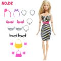 【The road to happiness Store】14 Pcs Lot = 1x Fairy Doll Dress + 13x Random Accessories Shoes Handbag Clothes for Barbie Doll Toys. 