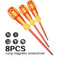 9 Piece 1000V Insulated Electrician Screwdrivers Set with Magnetic Tips and 1 Test Pen Electrical Screwdriver Set. 