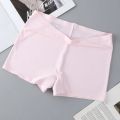 Women's Seamless Knickers Boy Shorts Solid Pattern Underpants with Logo on Waist Plain Dyed Safety Panties for Girls Under Wear. 