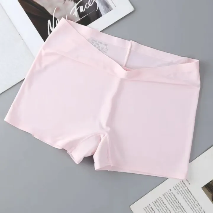 Women's%20Seamless%20Knickers%20Boy%20Shorts%20Solid%20Pattern%20Underpants%20with%20Logo%20on%20Waist%20Plain%20Dyed%20Safety%20Panties%20for%20Girls%20Under%20Wear%20-%20Image%203