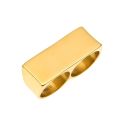 Personality Hip Hop Two Finger Rings Stainless Steel Gold Color Men Punk Biker Rings Women Party Cool Ring Size 10 11 Available.