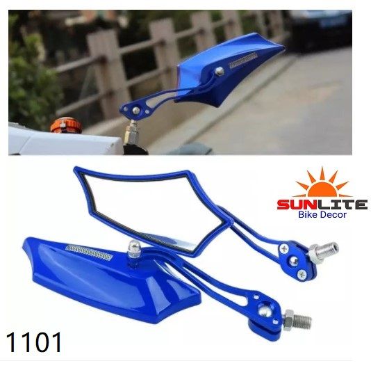 Universal Looking Glass For Motorcycle. Most Bike Universal Model Mirror Blue- 2Pcs 1101