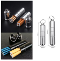 1 Pcs Silver/Black Capsule Cigaretes Case Portable Aluminum Water proof holder with Keychain cigarate.