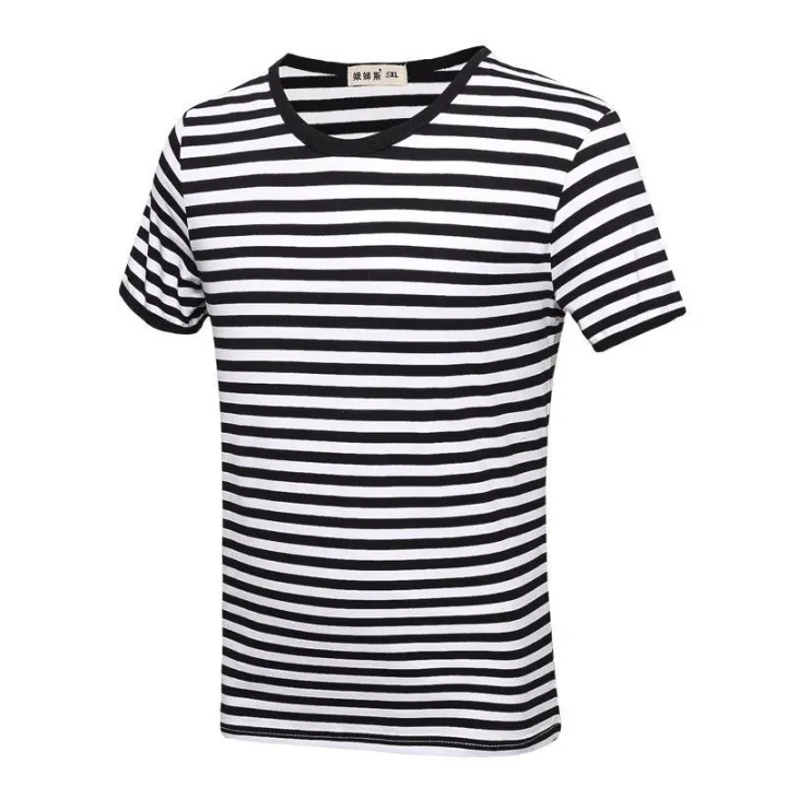 Summer%20plus-Sized%20plus%20Size%20Men's%20Short%20SleeveTT-shirt%20Overweight%20Man%20Large%20Men's%20Striped%20Navy-Striped%20Shirt%20ShirtT%20-%20Image%202