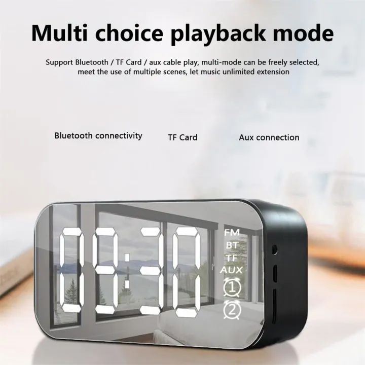 A18%20Portable%20Wireless%20Speaker%20Clock%20Stereo%20Speaker%20With%20LED%20Screen%20FM%20Radio%20Dual%20Alarm%20Clock%20For%20Indoor%20Outdoor%20Travelling%20-%20Image%203