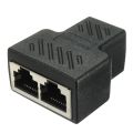 2 Port RJ45 Splitter Adapter LAN Network Ethernet Extender Connector Plug Lot 1pcs - Black. 
