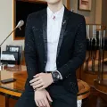 2024 Luxury Blazer Shiny Red Blue Black Contrast Color Stand-up Collar Blazer Slim Fit Suit Party Prom Wedding Dress Jacket Wearhouse. 