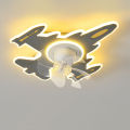 Aircraft Ceiling Fan Light Remote Control Children Boys Bedroom Fan Lamp Modern Blue Airplane LED Fan Ventilator Dimming Lights. 