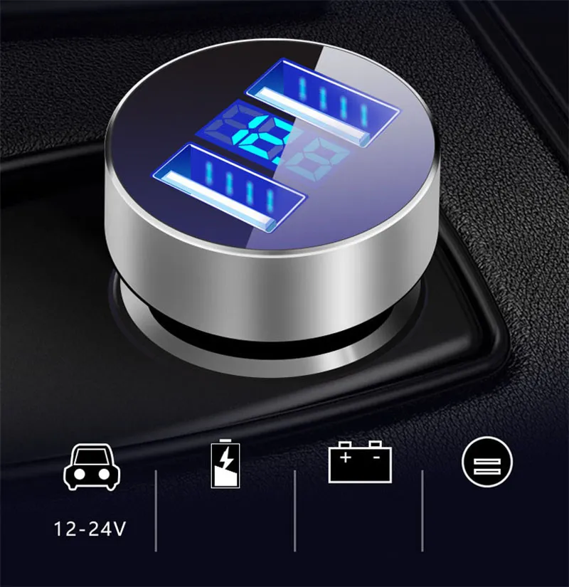 Dual USB Car Charger Port Cigarette Lighter Socket For