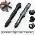 Multi-function Spinner Self Defense Tactical Pen Flashlight Emergency Glass Breaker Outdoor Survival EDC Tools Drop Ship.