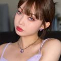 Sweet Exquisite Trendy Clavicle Chain Choker Purple  Female Alloy Adjustable Fashion Jewelry Love Heart Necklace  Earrings Women Stud Earrings. 