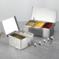 High quality 304 Stainless Steel Seasoning Box Hotel Restaurant chef Seasoning Box With Lid Storage Box Household Seasoning Tank. 