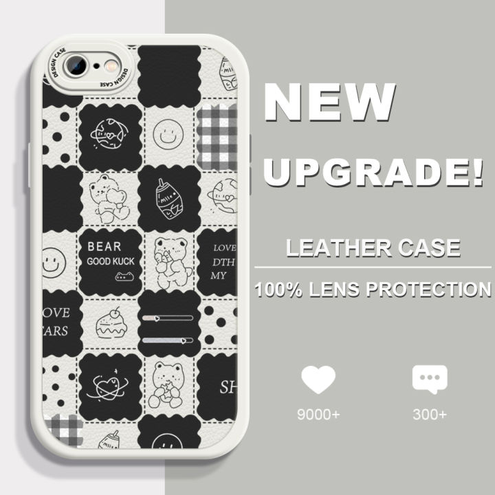 FINDWORLD for iPhone 6 Plus/6S Plus Cartoon Cute Bears Lambskin Texture Soft Silicone PU Leather Back Cover Phone Case