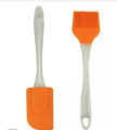 Silicone Spatula and Pastry Brush Set Special for Cake Mixer, Cooking, Baking, Glazing - Set of 1 (Multicolor).