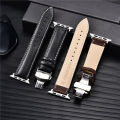 Leather Watch Straps for Apple Watch ultra 8 7 6 SE 5 4 3 Butterfly Buckle Watchband For Apple Watch series 38mm 40mm 41mm 42mm 44mm 45mm 49mm WatchBand for iwatch. 