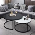 Round Coffee Tables,2 Round Nesting Table Set Circle Coffee Table with Storage Open Shelf for Living Room Modern Minimalist Style Furniture Side End Table of Stable(Black &. 