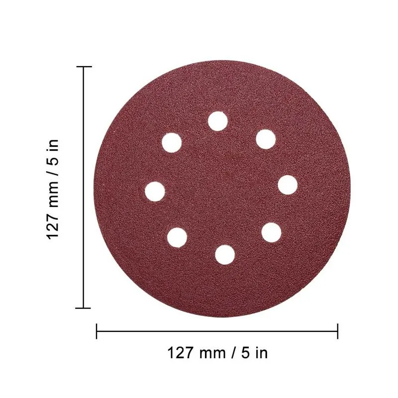 B BRESUCNY 100-Pack 5-Inch Sanding Discs, 100 Grit Hook & Loop, Aluminum Oxide For Orbital Sanders - View #2
