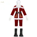 Santa Costume Big and Size Santa Claus Suit Set with Beard Fancy Dress with Gloves 4XL. 