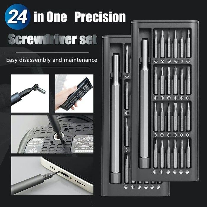 24 in 1 Premium Precision Screwdriver Set, Small Screwdriver Set with Phillips Head & Flathead, Magnetic Mini Screwdrivers Kit for Fixing Electronics, PC and Eyeglass Repairing