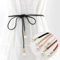 【beauty code store】Thin Braid Women Belt Woven Tassel Pearl Waist Strap Boho Waistband Waist Rope Waist Belts For Accessories. 