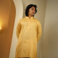 Nahyan Jacquard Panjabi in Matte Gold. 