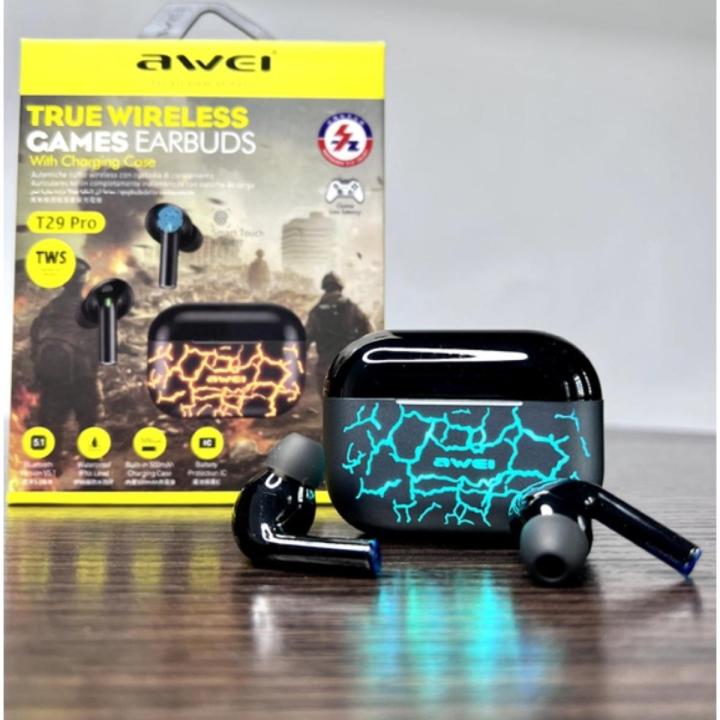 Awei T29 Pro True Wireless Games Earbuds With RGB Color Lighting Charging Case - Bluetooth Headphone