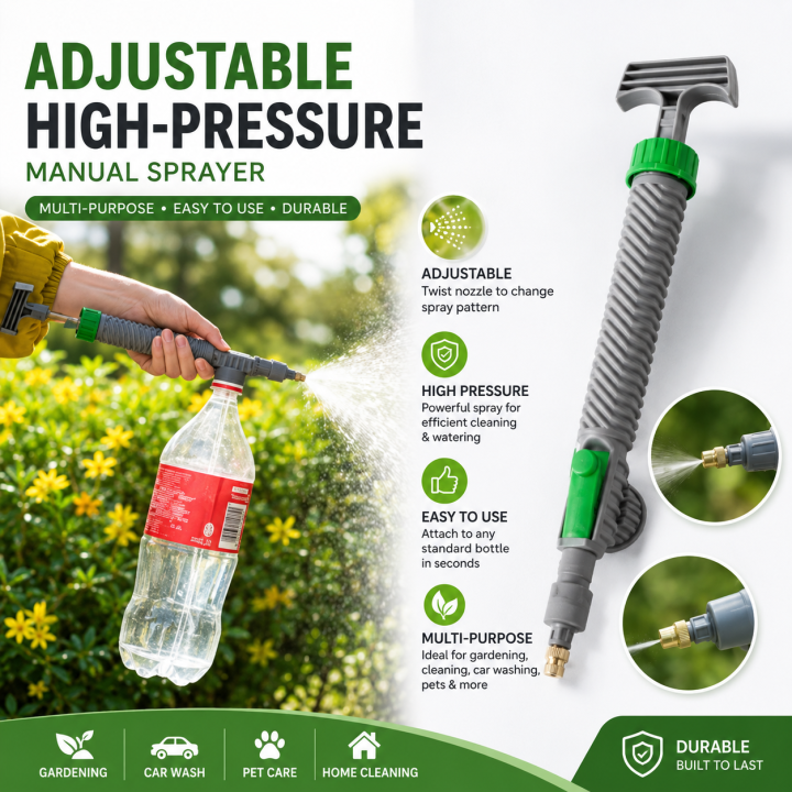 Garden Watering Tool High Pressure Air Pump Manual Sprayer Adjustable Drink Bottle Spray Head Nozzle