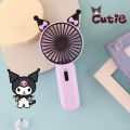 Kuromi Cartoon Sanrio Handheld Electric Fan Charging Stand Up with Light Anime Mini Two Speed Wind Summer Travel Girl Toys Gifts. 