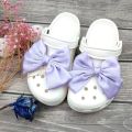 Luxury Rhinestones Bow Shoes Charms Designer Cute Fashion Clogs Shoe Accessories All-match Shoe Bow Decoration Red Black White. 