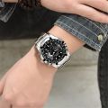 Big Face Dial 46MM Wrist Watch for Men Steel Bracelet Waterproof Military Sports Male Quartz Wristwatches.
