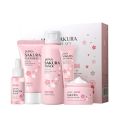 5-piece Gift Box Cherry Blossom Sakura Skin Care Set Collagen Eye Cream Serum Facial Cleanser Toner Facial Cream Beauty Makeup.