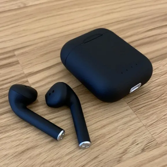 Buds Air I12 TWS True Wireless Bluetooth Earphone Headset, Black, High-Quality Sound, Touch Control, Noise Cancellation, Long Battery Life