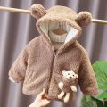 1 2 3 4 5 6 Years Baby Boy Jacket Winter Thicken Warm Hooded Children's Outerwear Cute Bear Plush Coats For Toddler Girl Clothes. 