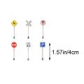 【The road to happiness Store】14pcs/set 1/87 Scale Mini Traffic Signs Sand Table Accessories Micro Landscape Decoration Road Sign Игрушки.