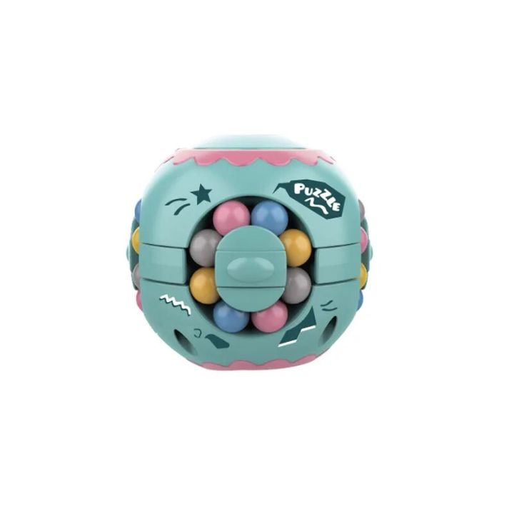 【Happy baby toy store】Rotating Magic Beans Cube Fidget Toys Adults Stress Relief Spin Bead Puzzles Children Education Game