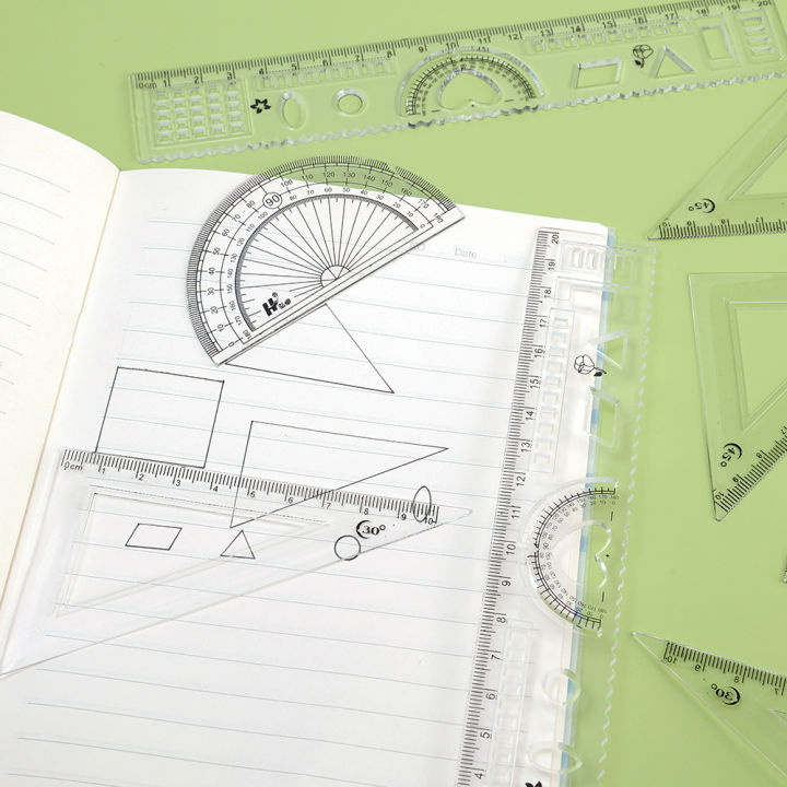 4PCS%20Measure%20Draw%20Plastic%20Transparent%20Ruler%20Protractor%20Triangle%20Ruler%20School%20Office%20Supplies%20Scale%20Stationery%20-%20Image%204