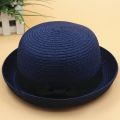 Fresh Dome Bow Curved Brim Straw Hat Women's Korean-Style Beach Trip Cover Sun Protection Top Hat Spring Summer Hat.