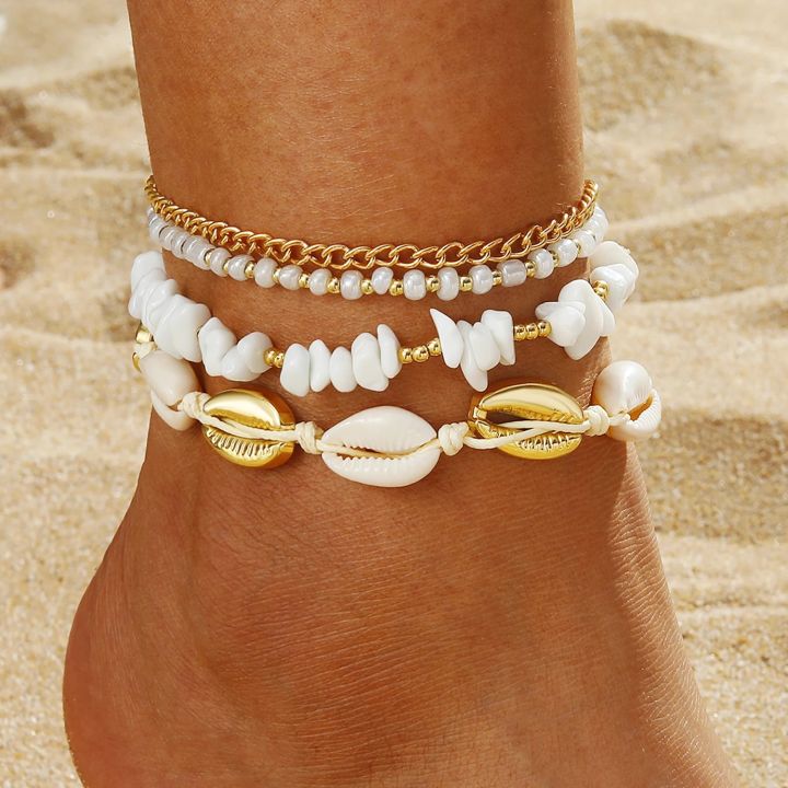 IPARAM Seaside Beach Creative Conch Gold Color Anklets Woman