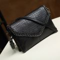 Casual Crossbody Bag Female Shoulder Messenger Bags Black PU Leather 2022 Trend Women Stone Print Chain Envelope Clutch Purses. 