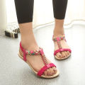 Bohemian Sandals Women's 2024 Summer Korean Edition New Flat Rhinestone Sandals Maternity Shoes Student Shoes Beach Shoes. 