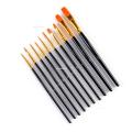 10 pcs Art Brushes Supplies Stationery Artist Purple Nylon Paint Brush Professional Watercolor Acrylic Wooden Handle Painting MuXiaRe. 