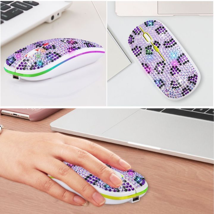 Rechargeable%20Wireless%20Bluetooth%20Mouse%20Ancient%20Gu%20Cci%20Color%20Scheme%20Diamond%20MOUSE%20Diamond%20Studded%20Transparent%20Mouse%20-%20Image%205