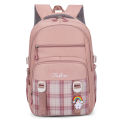 Elementary school bag for girls 4th, 5th and 6th grade nylon cloth plaid backpack Korean version large capacity backpack for junior high school students. 