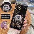 S 24 23 22 21 Plating Bear Holder Case For Samsung Galaxy S21 S23 S20 Fe S24 S22 Ultra Plus S9 Silicone Stand Cover Note 20 10. 